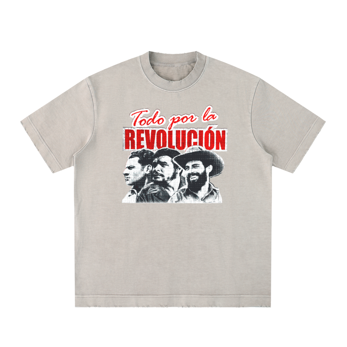Todo Por La Revolucion Heavyweight Vintage Washed Frayed T-Shirt
