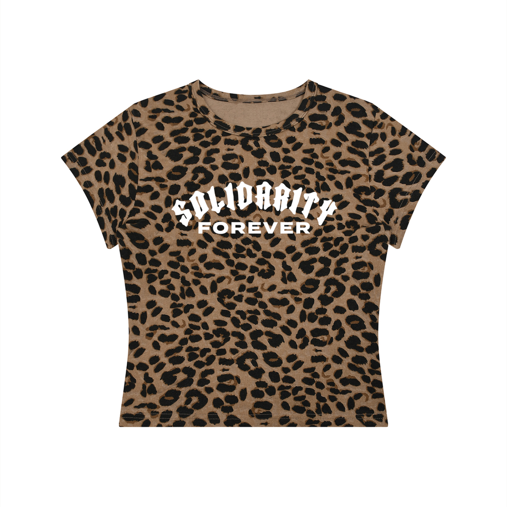 Solidarity Forever Socialist Leopard Print Crop T-Shirt