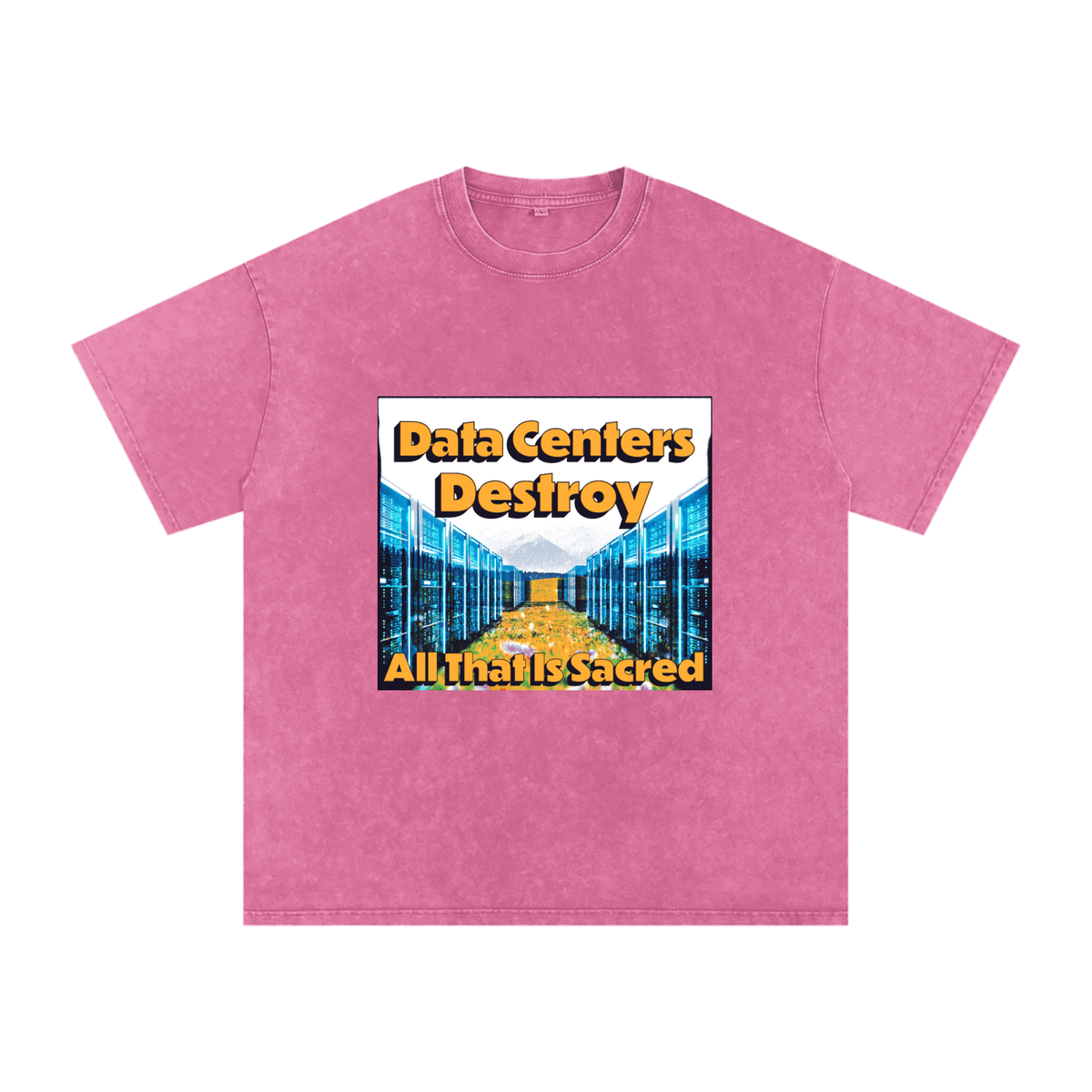 Data Center Destroy Snow Washed Oversized Cotton T-Shirt