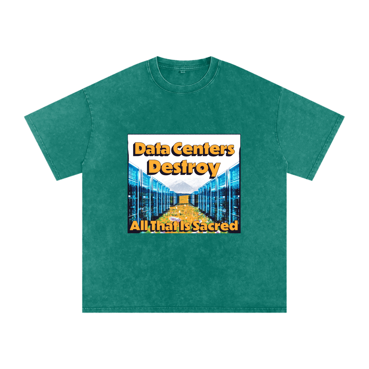 Data Center Destroy Snow Washed Oversized Cotton T-Shirt