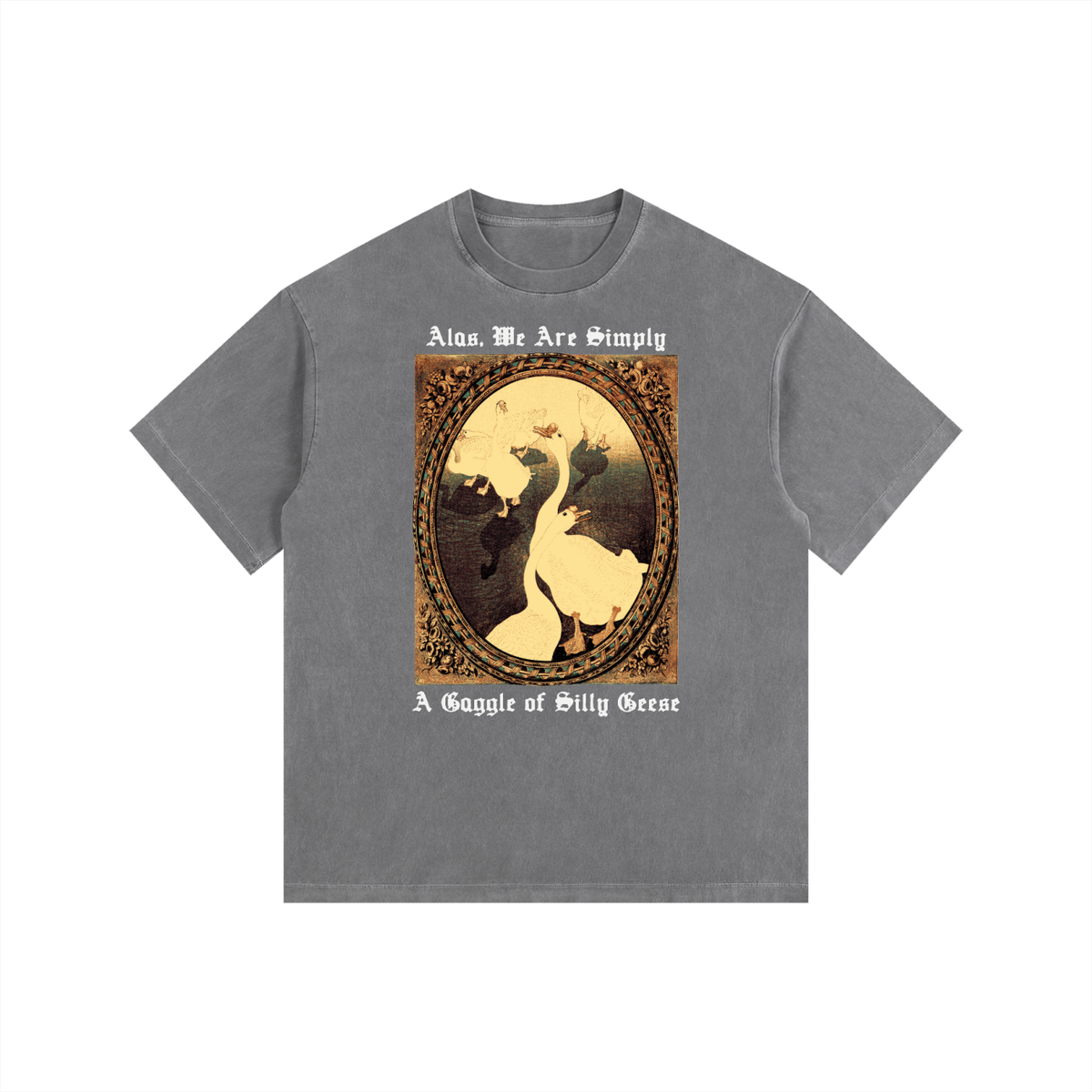 Silly Geese Vintage Washed Oversized Cotton T-Shirt