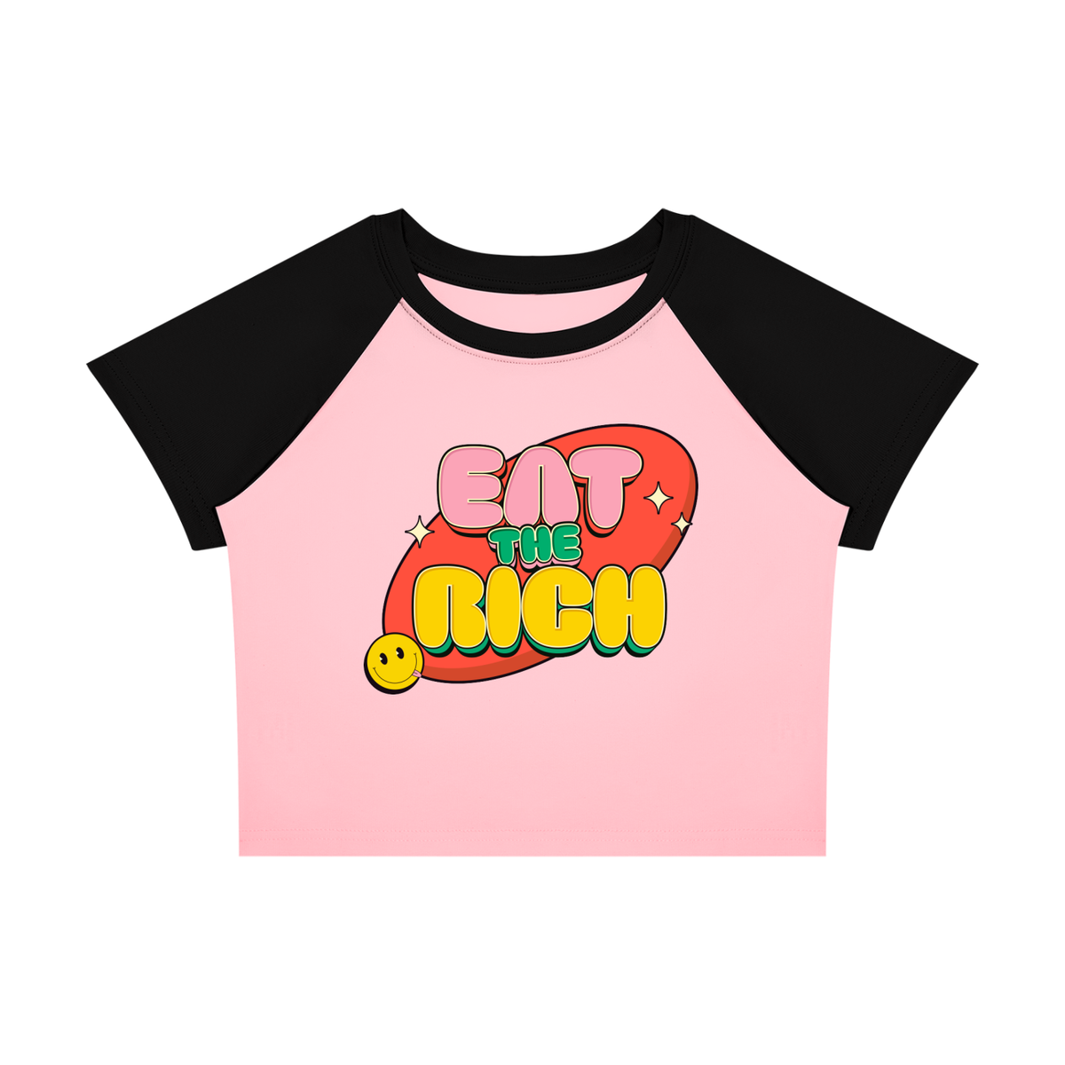 EAT THE RICH CUTESY Women’s Raglan Color Block Baby T-Shirt