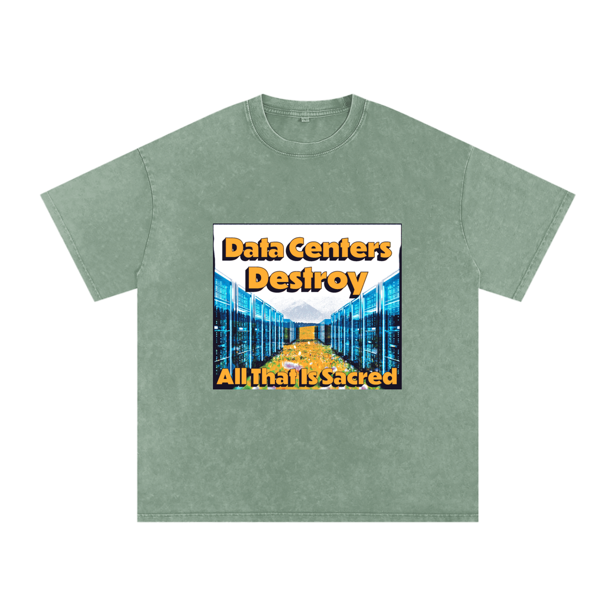Data Center Destroy Snow Washed Oversized Cotton T-Shirt