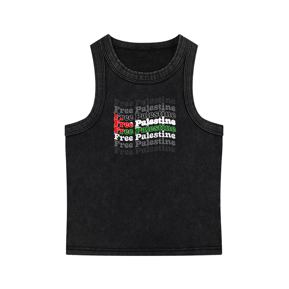 Free Palestine Flag Snow Washed Tank Top