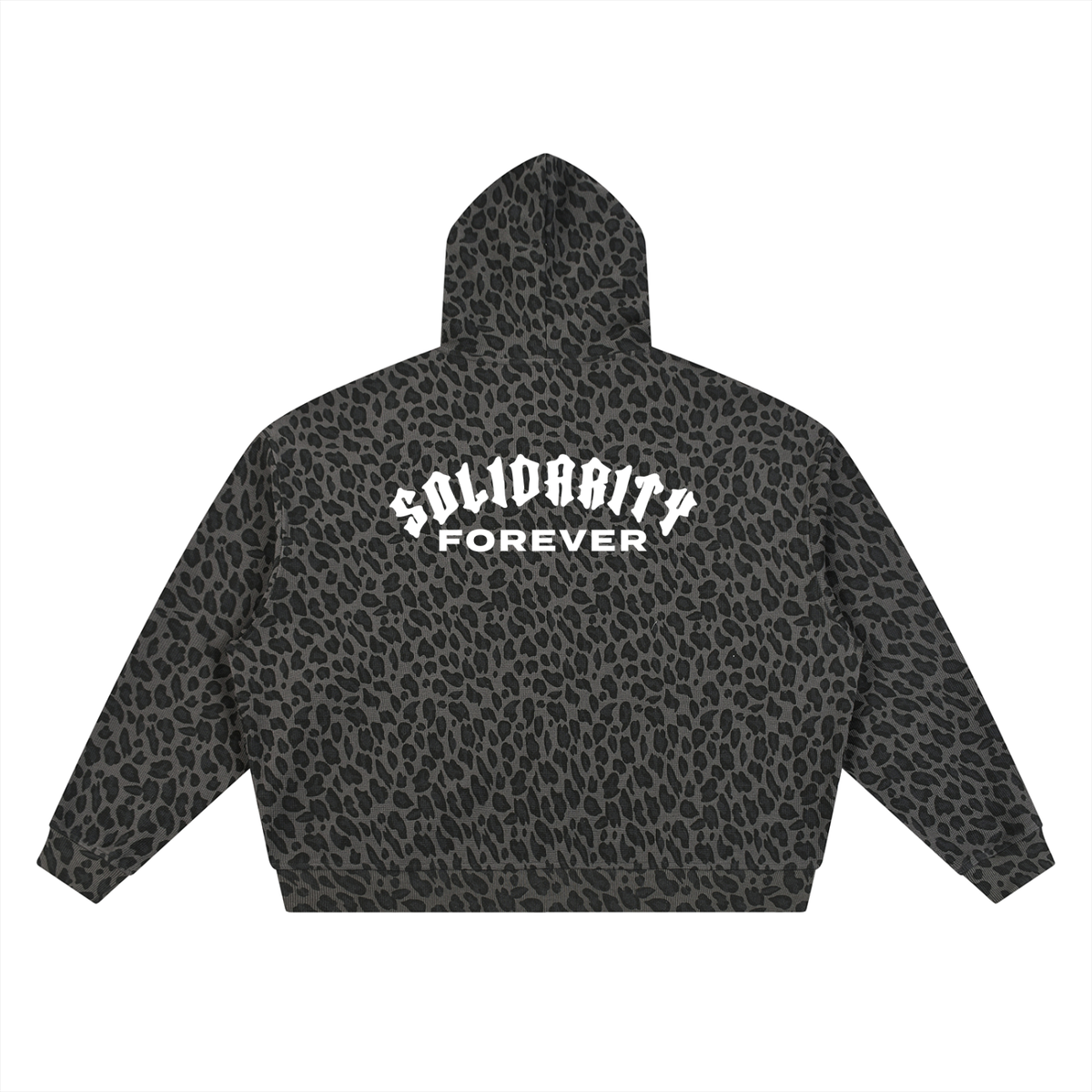 Solidarity Forever Unisex Leopard Print Waffle Full Zip Hoodie