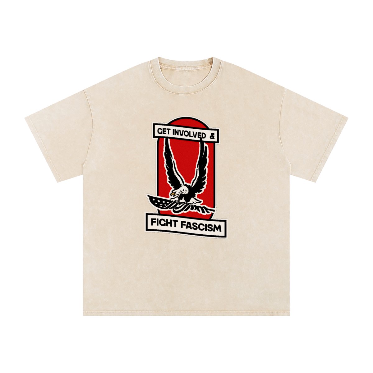 Fight Fascism Snow Washed Oversized Cotton T-Shirt