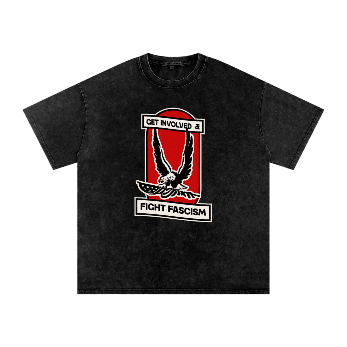 Fight Fascism Snow Washed Oversized Cotton T-Shirt