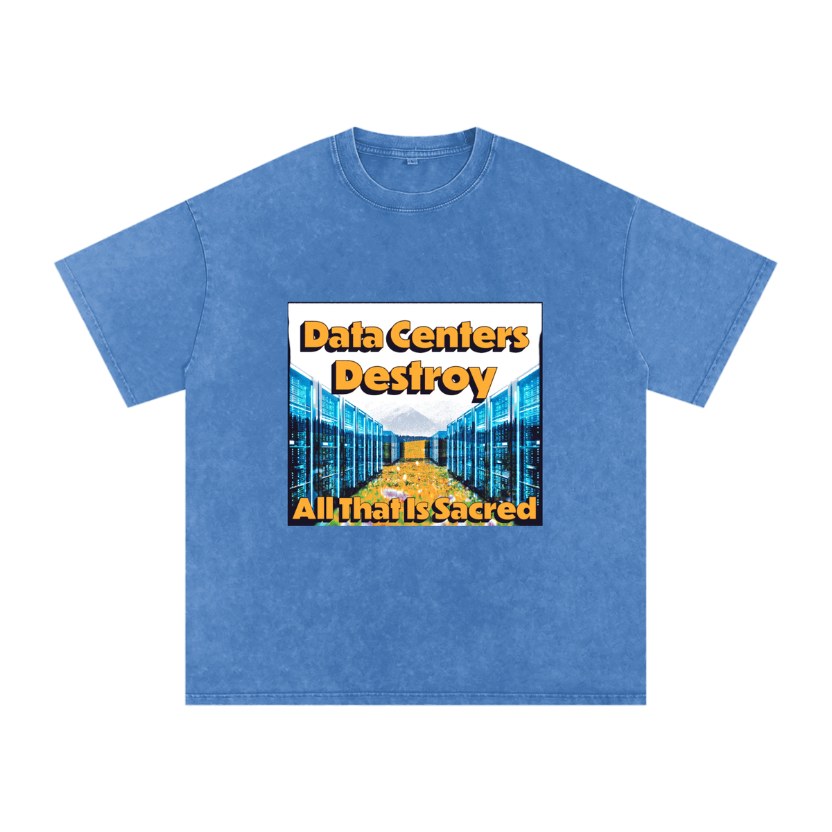 Data Center Destroy Snow Washed Oversized Cotton T-Shirt