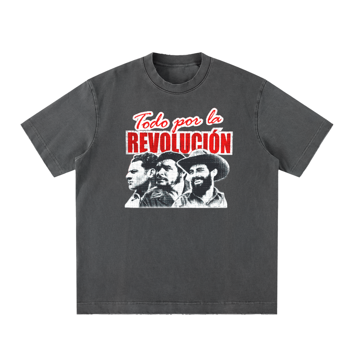 Todo Por La Revolucion Heavyweight Vintage Washed Frayed T-Shirt