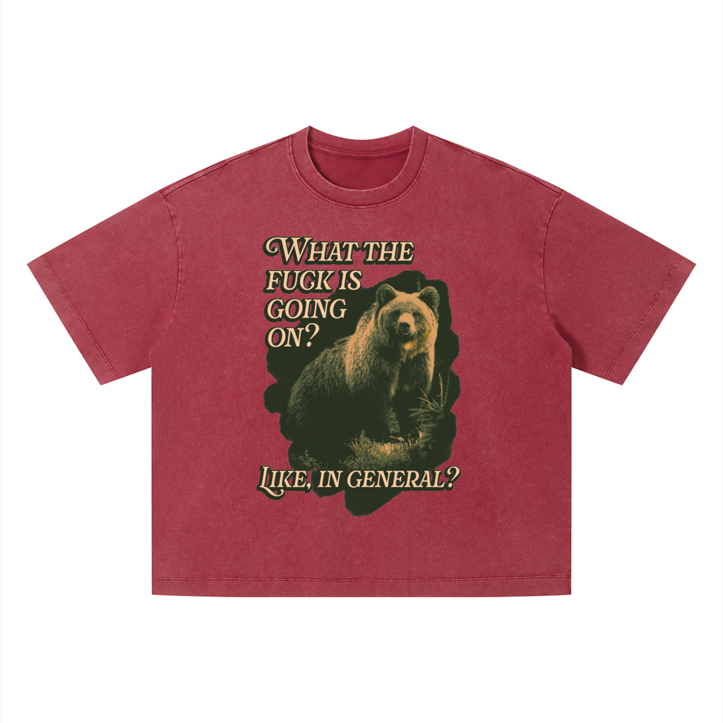 WTF Bear? Unisex Vintage Wash Boxy T-Shirt