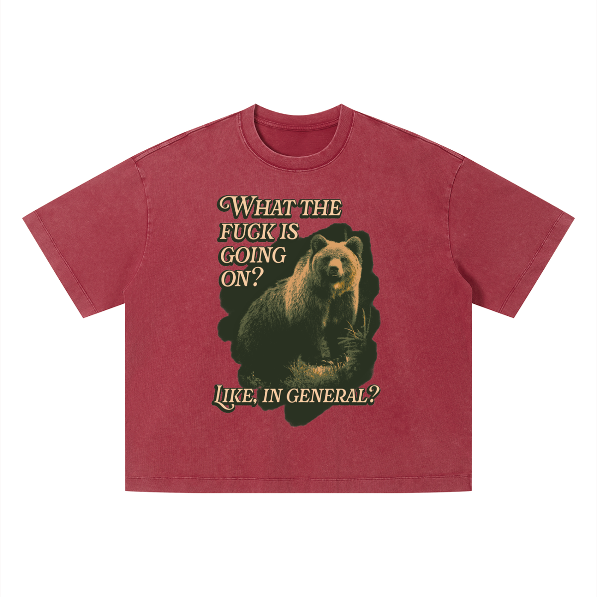 WTF Bear? Unisex Vintage Wash Boxy T-Shirt