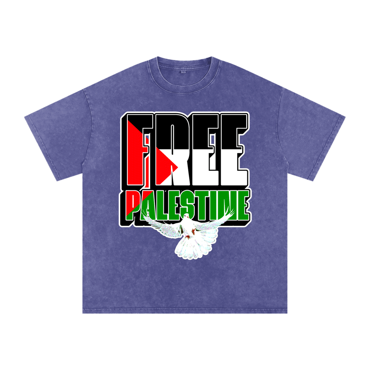 Free Palestine Snow Washed Oversized Cotton T-Shirt