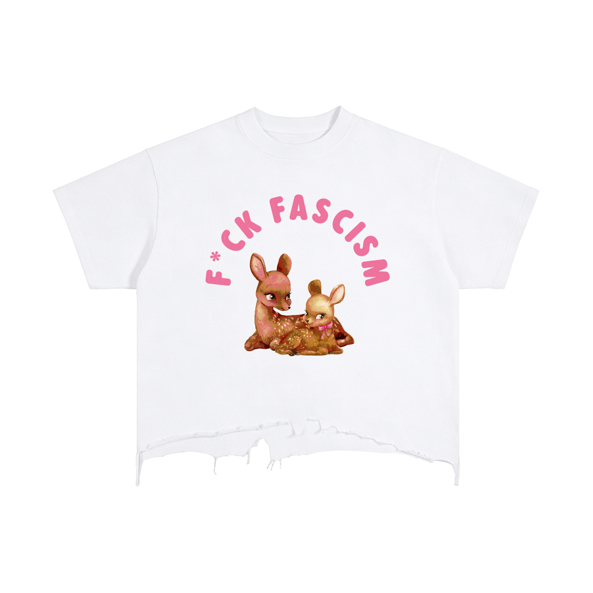F*ck Fascism Vintage Wash Boxy Distressed Hem T-Shirt