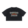 Democratic Socialist Roses Women's Mineral Wash Cotton Crop T-Shirt