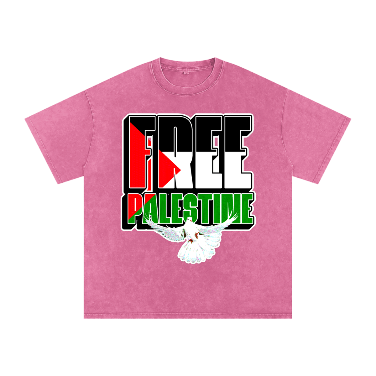 Free Palestine Snow Washed Oversized Cotton T-Shirt