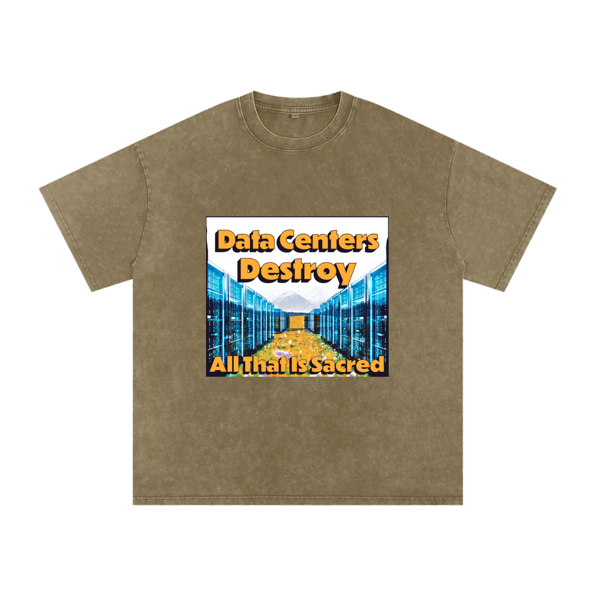 Data Center Destroy Snow Washed Oversized Cotton T-Shirt