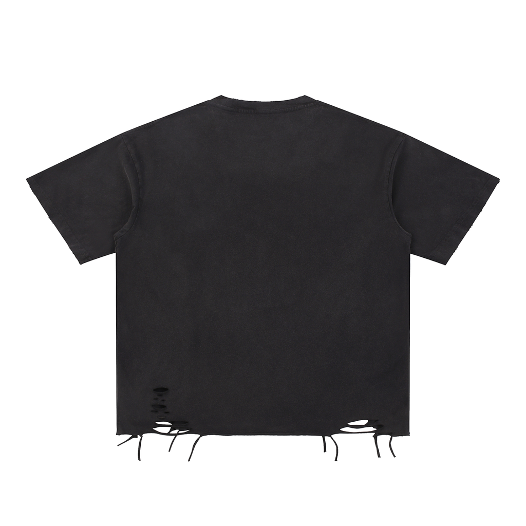 Free Palestine Flag Snow Washed Raw-Hem T-Shirt