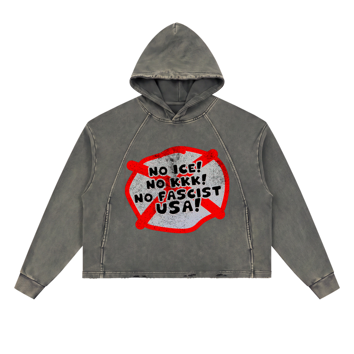 No ICE No KKK No Fascist USA Snow Wash Fleece Oversize Hoodie
