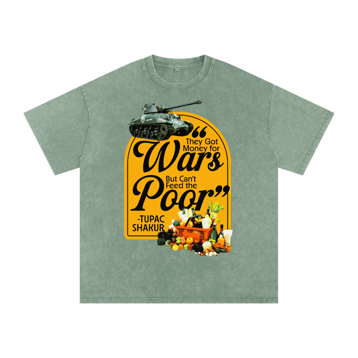 Money For Wars  Snow Washed Oversized Cotton T-Shirt