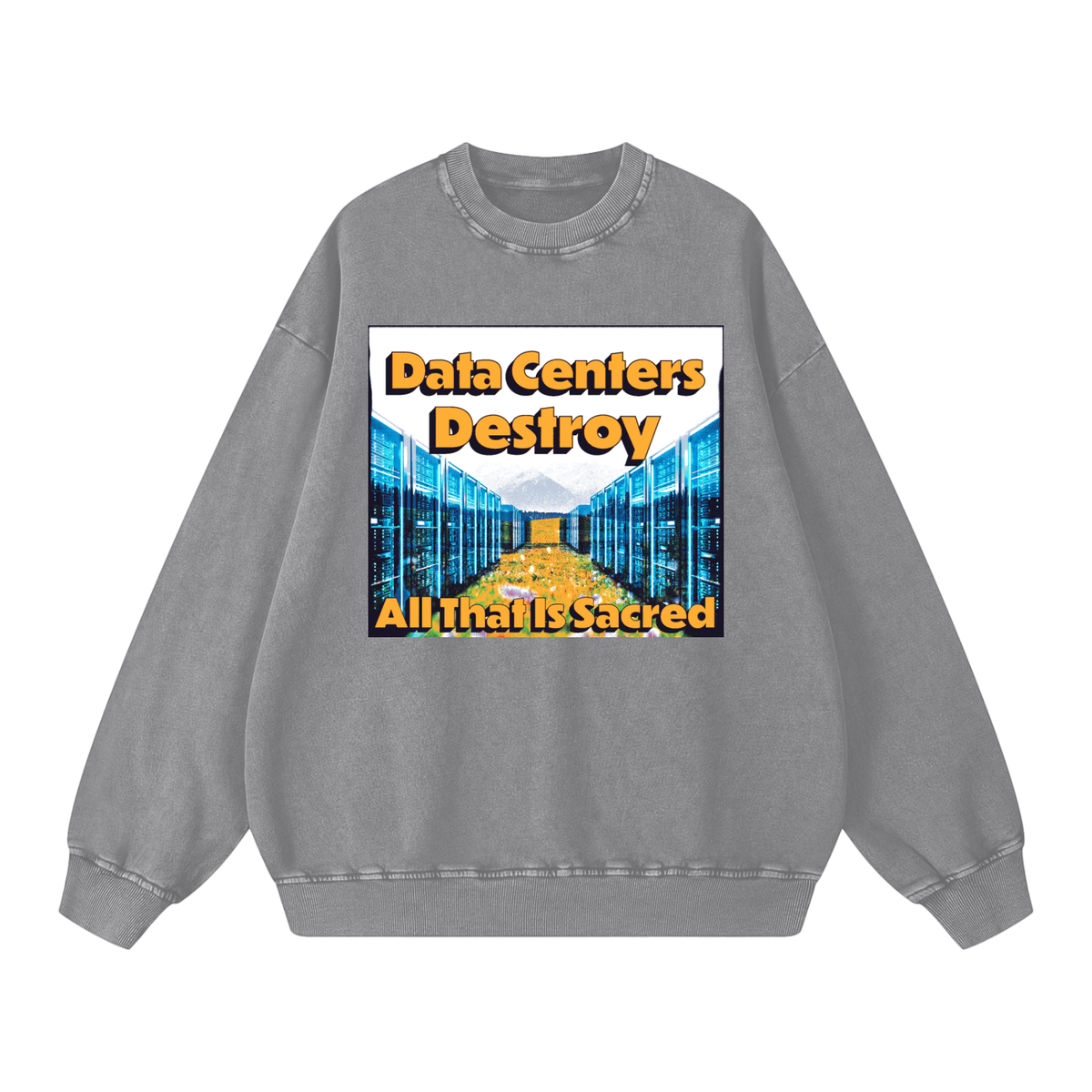 Data Center Destroy Snow Washed Oversized Cotton T-Shirt