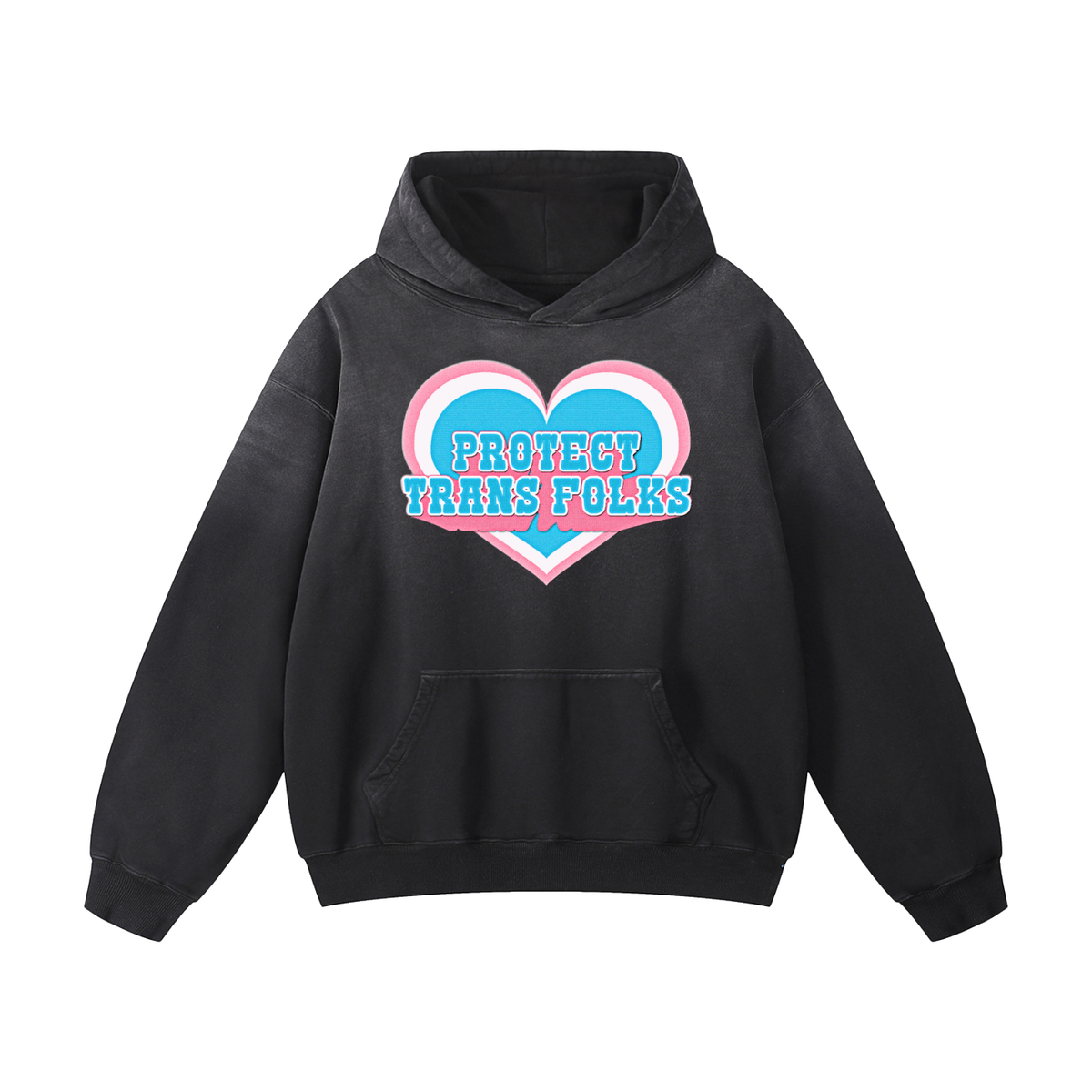 Protect Trans Folks Heavyweight Sunfade Oversized Hoodie
