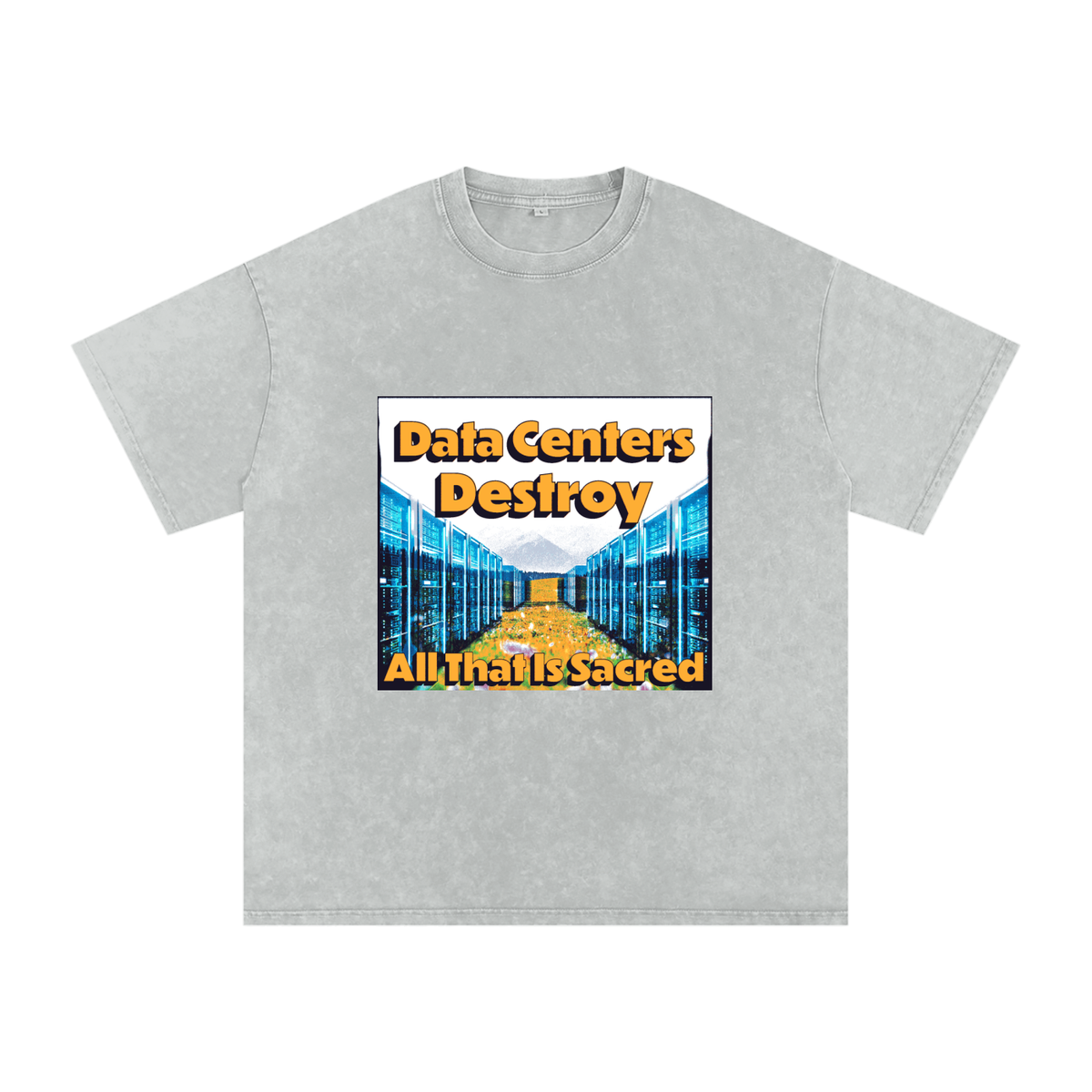 Data Center Destroy Snow Washed Oversized Cotton T-Shirt