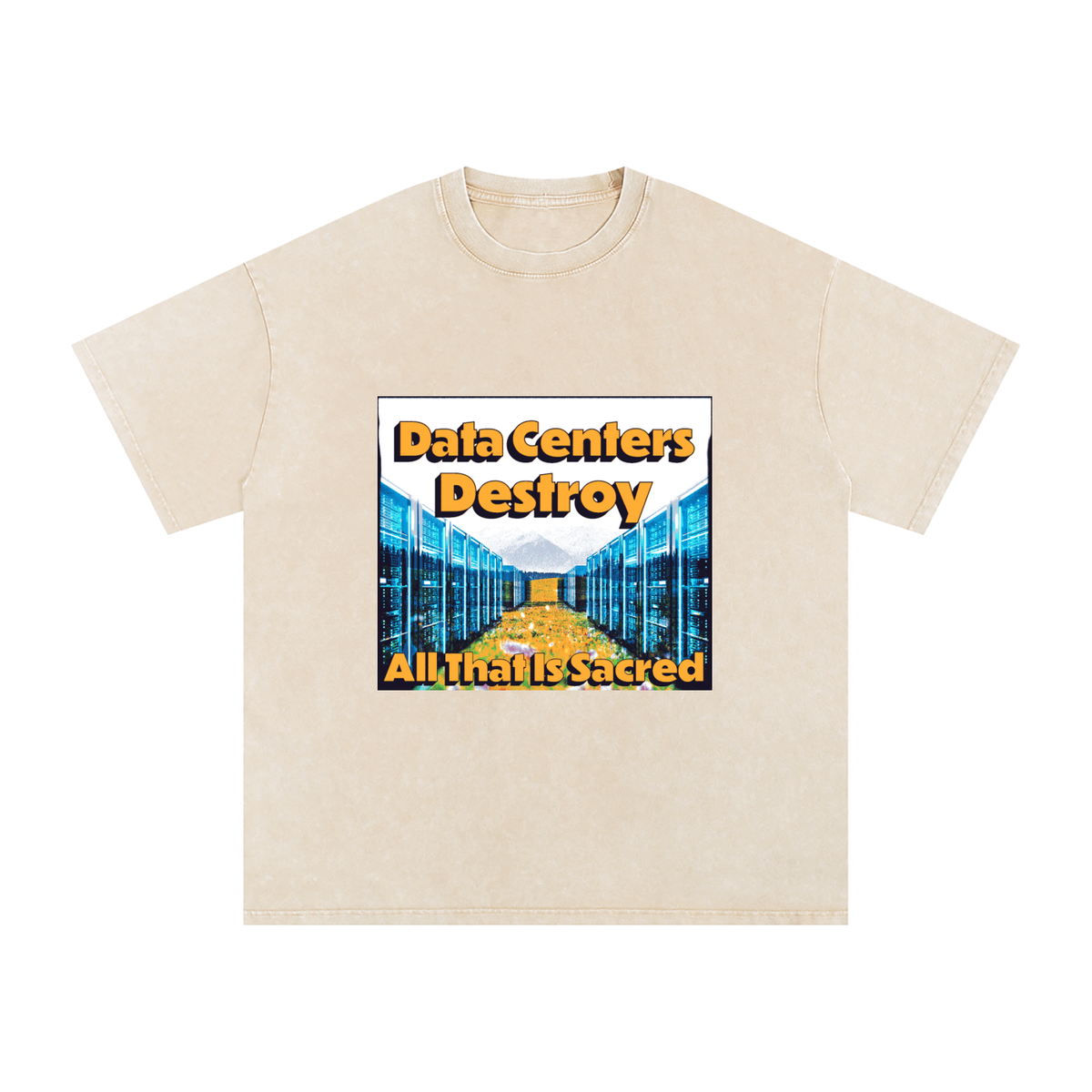 Data Center Destroy Snow Washed Oversized Cotton T-Shirt