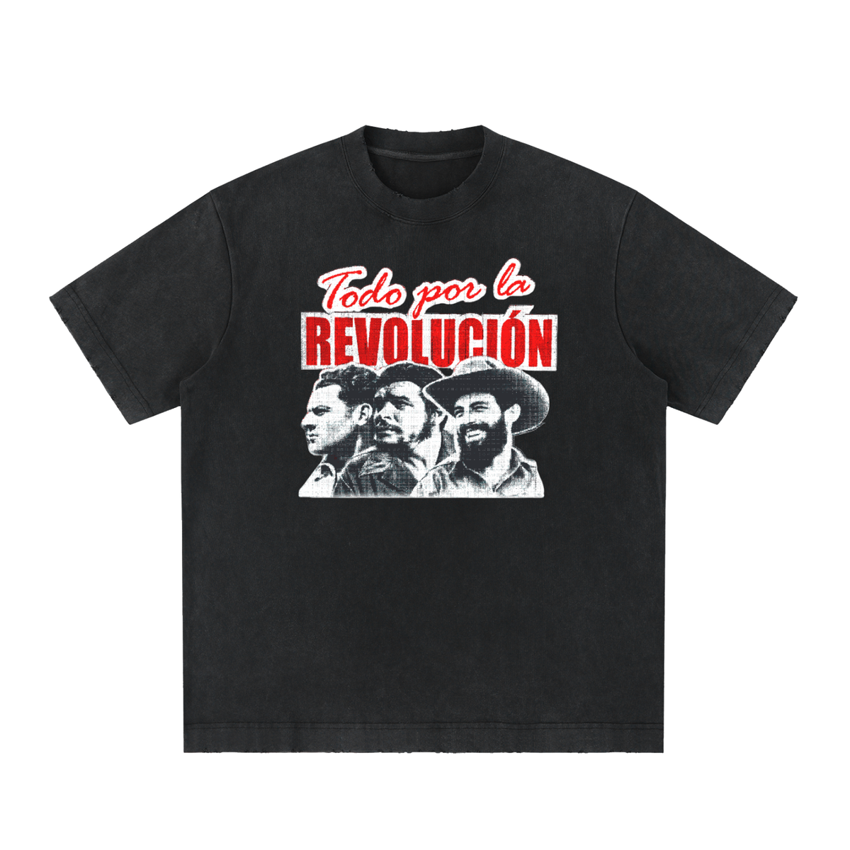 Todo Por La Revolucion Heavyweight Vintage Washed Frayed T-Shirt