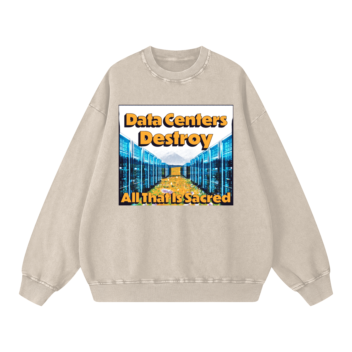 Data Center Destroy Snow Washed Oversized Cotton T-Shirt