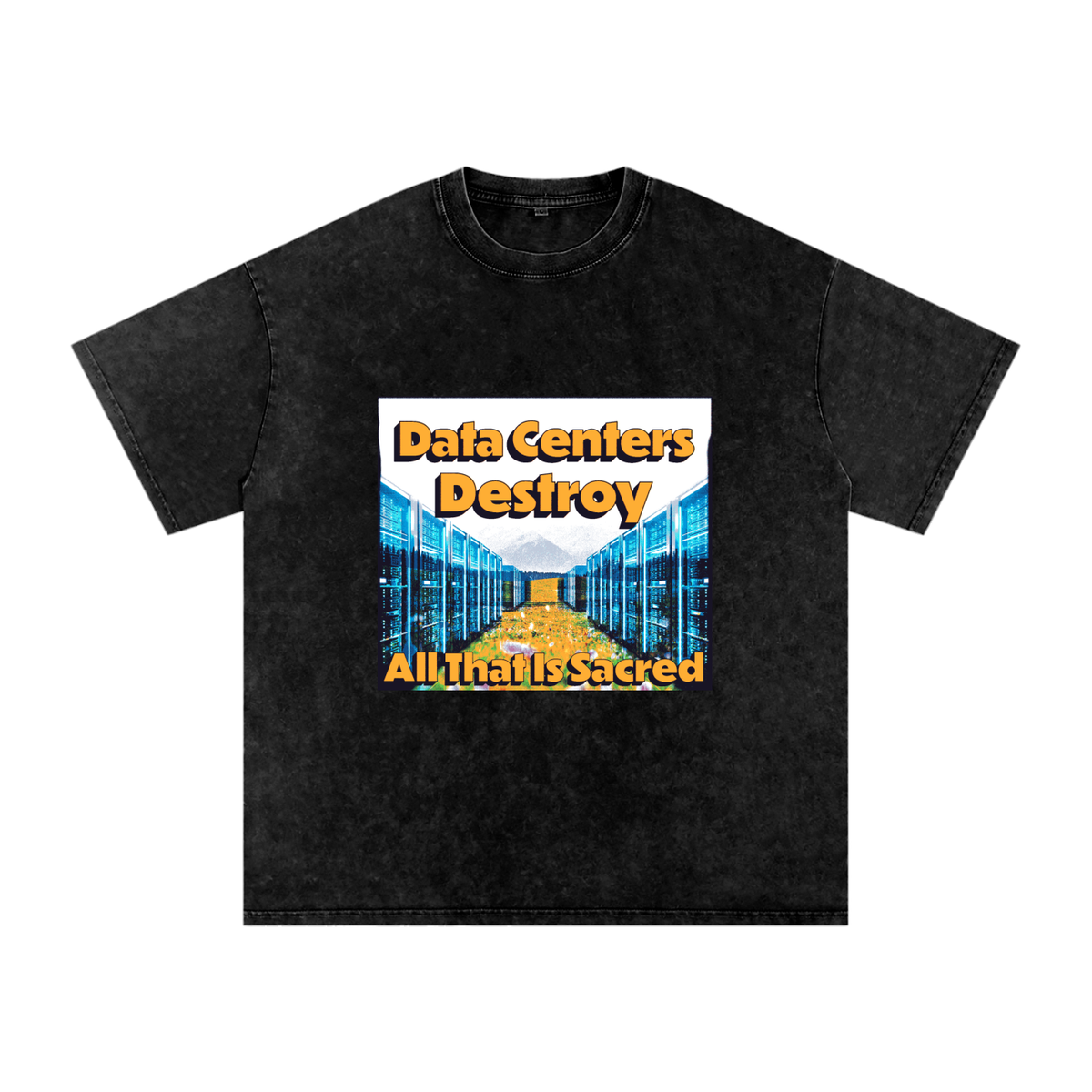 Data Center Destroy Snow Washed Oversized Cotton T-Shirt