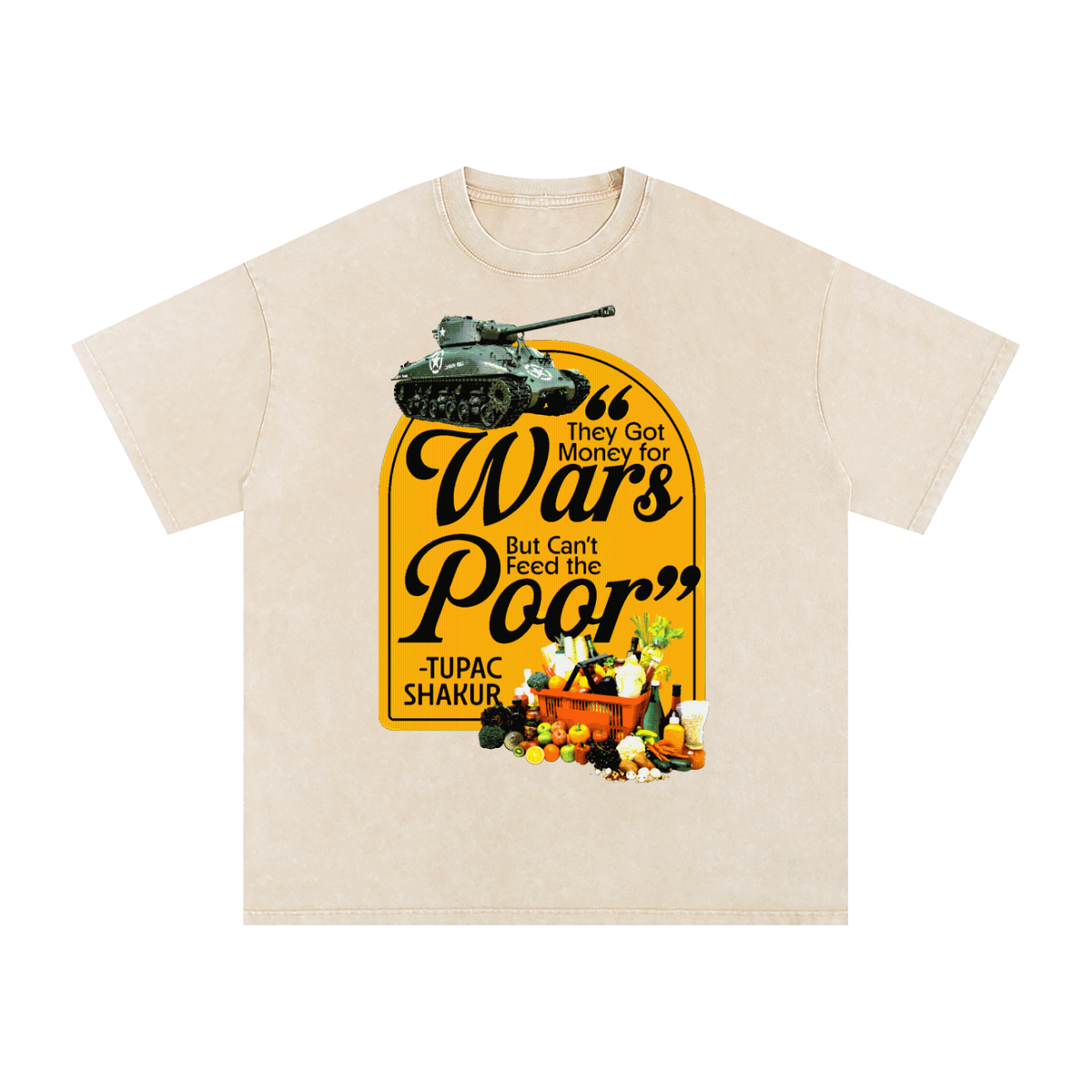 Money For Wars  Snow Washed Oversized Cotton T-Shirt