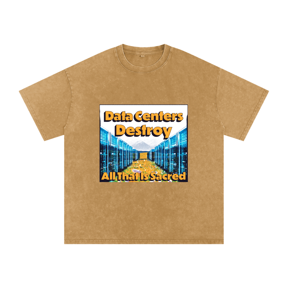Data Center Destroy Snow Washed Oversized Cotton T-Shirt