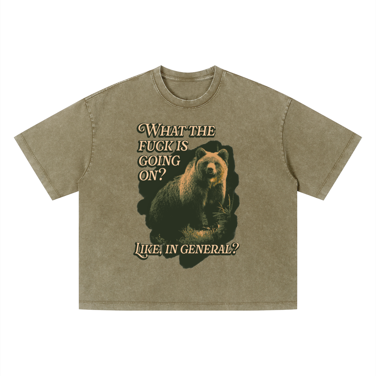 WTF Bear? Unisex Vintage Wash Boxy T-Shirt