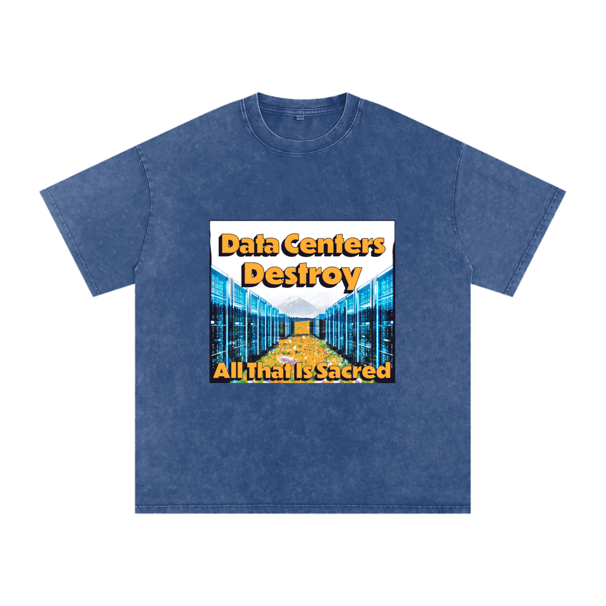 Data Center Destroy Snow Washed Oversized Cotton T-Shirt