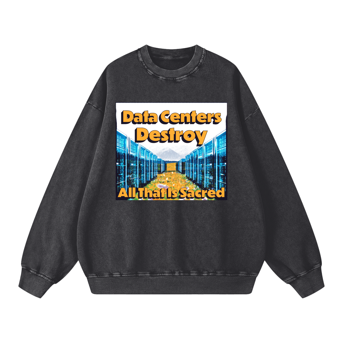 Data Center Destroy Snow Washed Oversized Cotton T-Shirt
