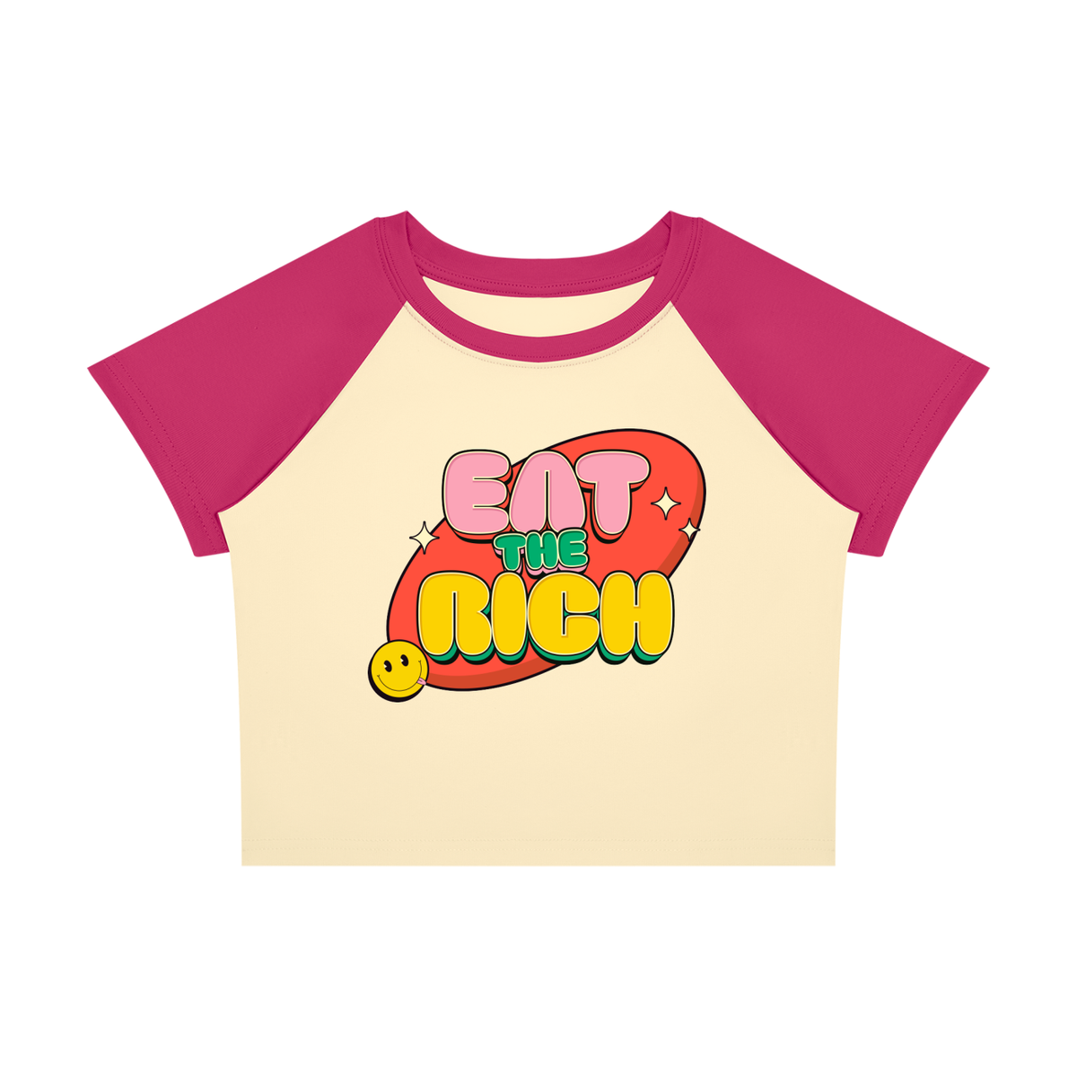 EAT THE RICH CUTESY Women’s Raglan Color Block Baby T-Shirt