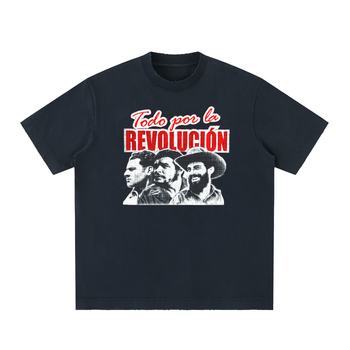 Todo Por La Revolucion Heavyweight Vintage Washed Frayed T-Shirt