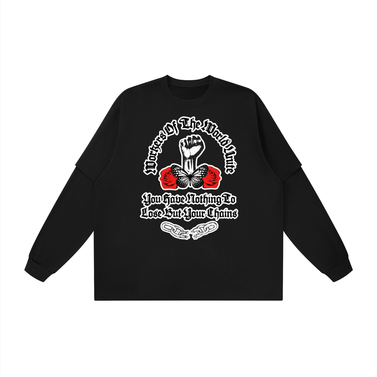 Workers of the World Unite Unisex Heavyweight Long Sleeve T-Shirt