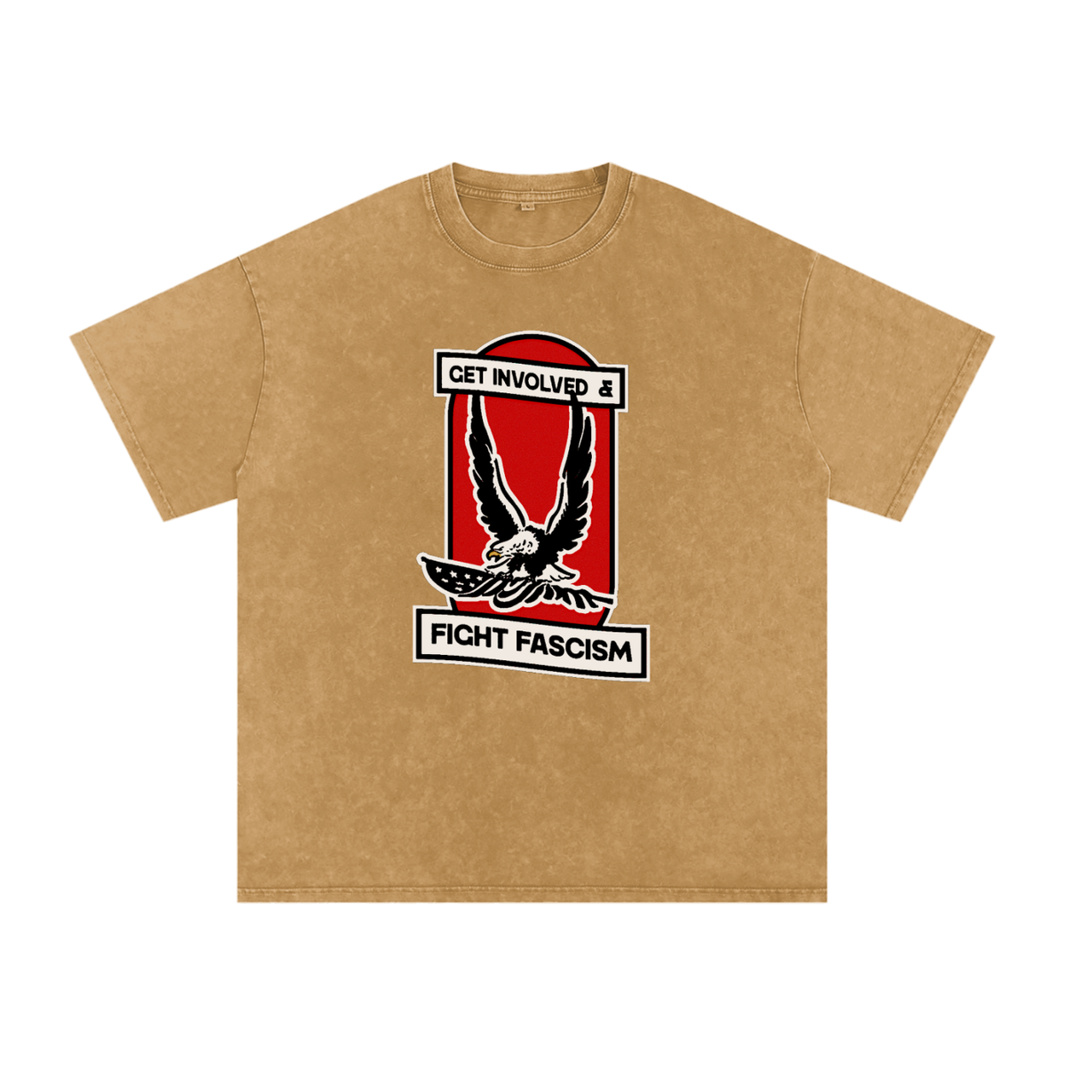 Fight Fascism Snow Washed Oversized Cotton T-Shirt