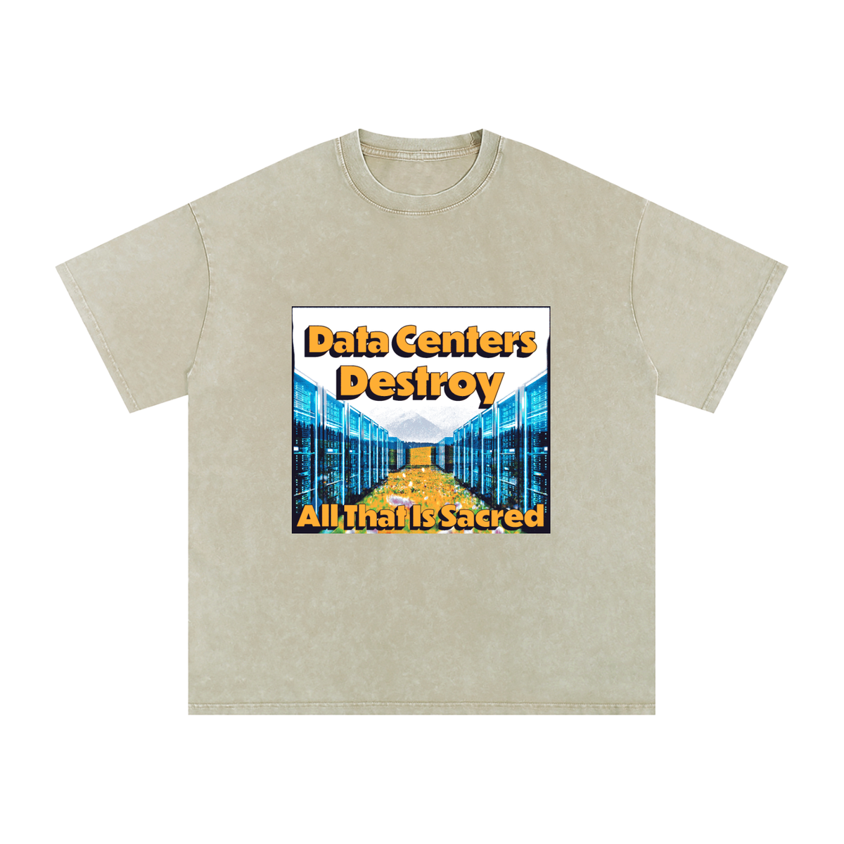 Data Center Destroy Snow Washed Oversized Cotton T-Shirt