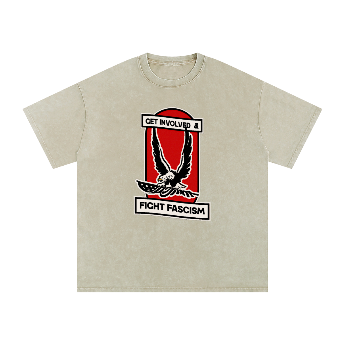 Fight Fascism Snow Washed Oversized Cotton T-Shirt